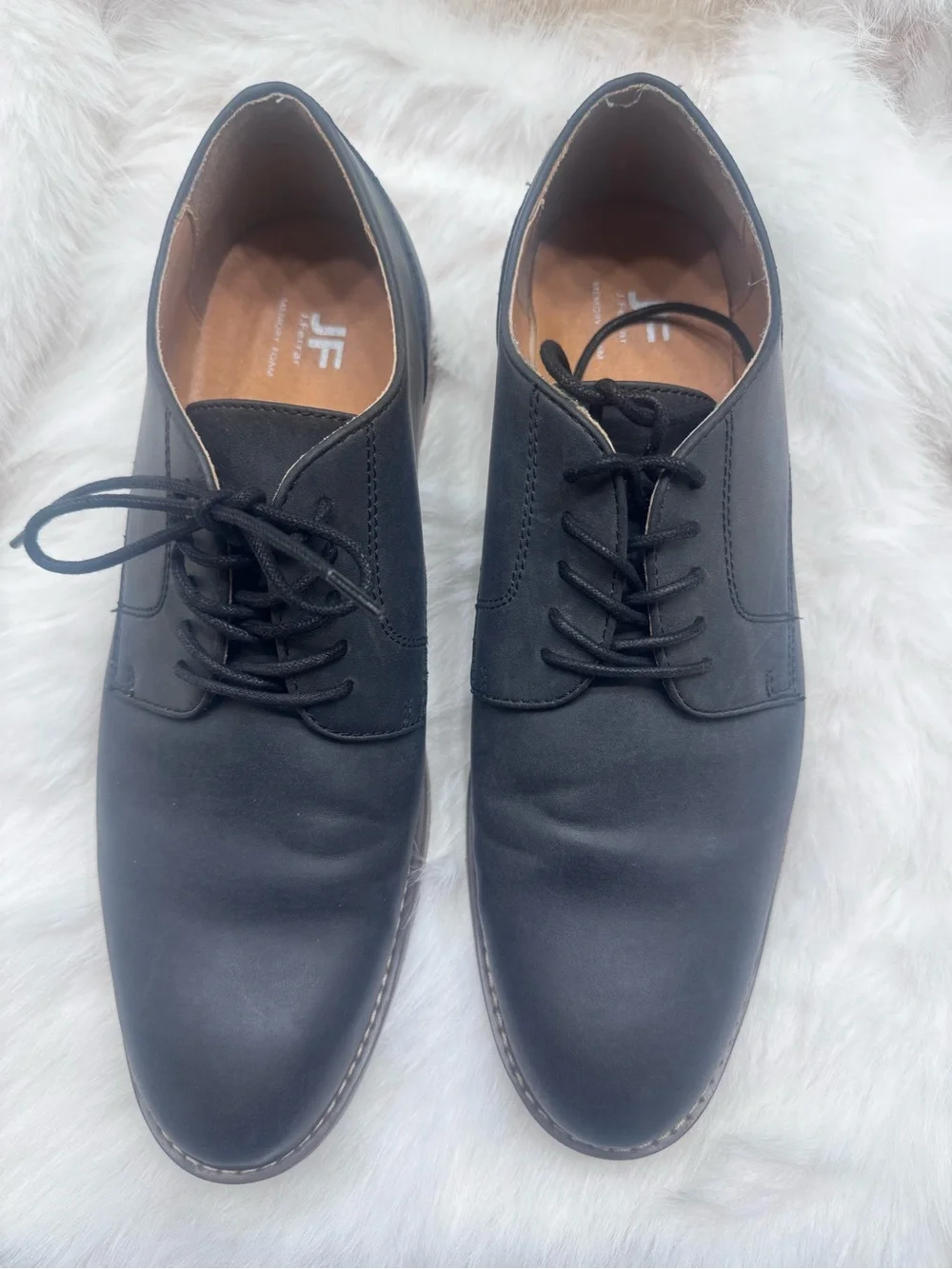 jf j.ferrar Men's Black Lace-Up Derby Shoes